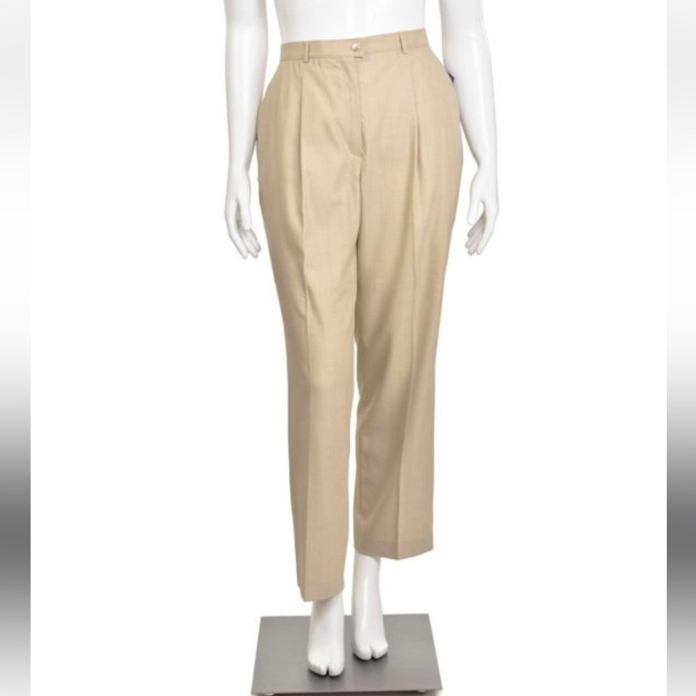 Escada gorgeous silk linen vintage pleated crop trouser Tan Pants Sz 38 M y2k